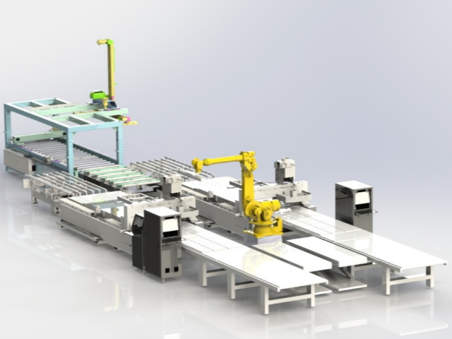 خط إنتاج أثاث حسب الطلب MD-8AL (1+2) مع نظام تعبئة آلي للمنصات